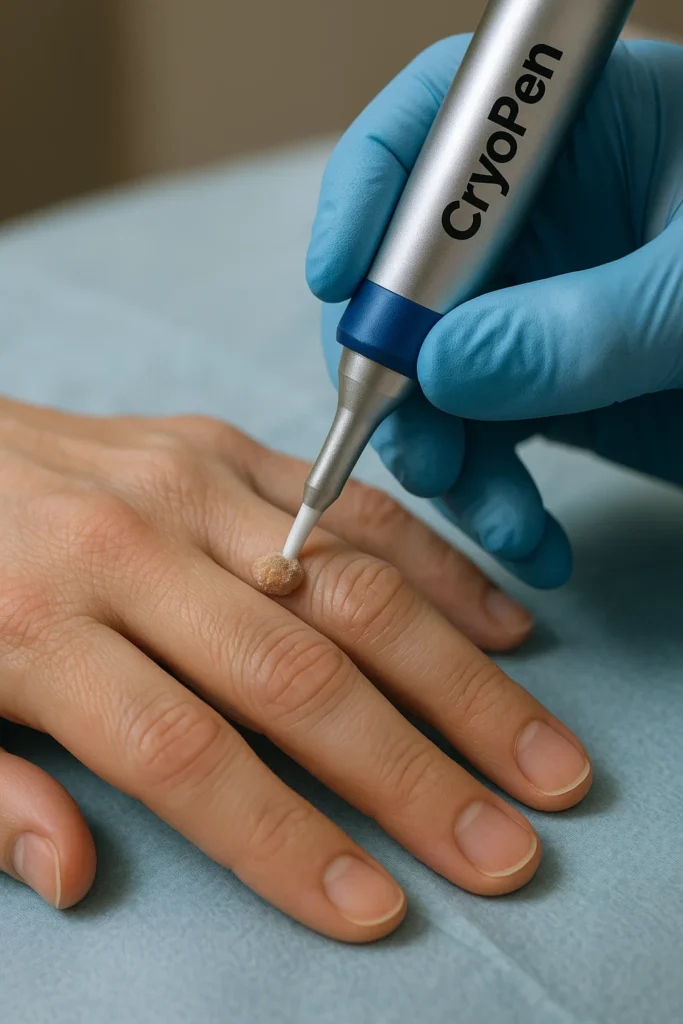 example of cryopen wart removal Wellingborough treatment on a persons finger