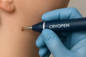 Person receiving skin tag removal Wellingborough